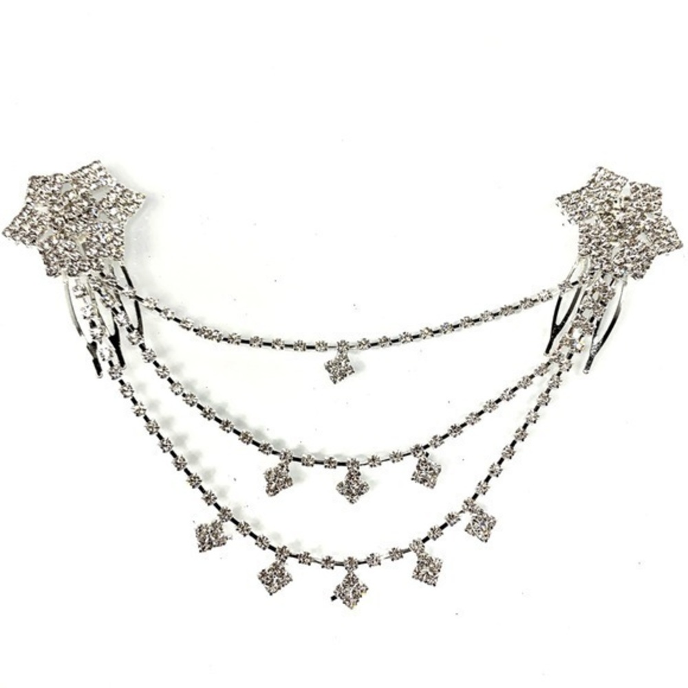 Clear Rhinestone Draping Hair Comb Jewelry